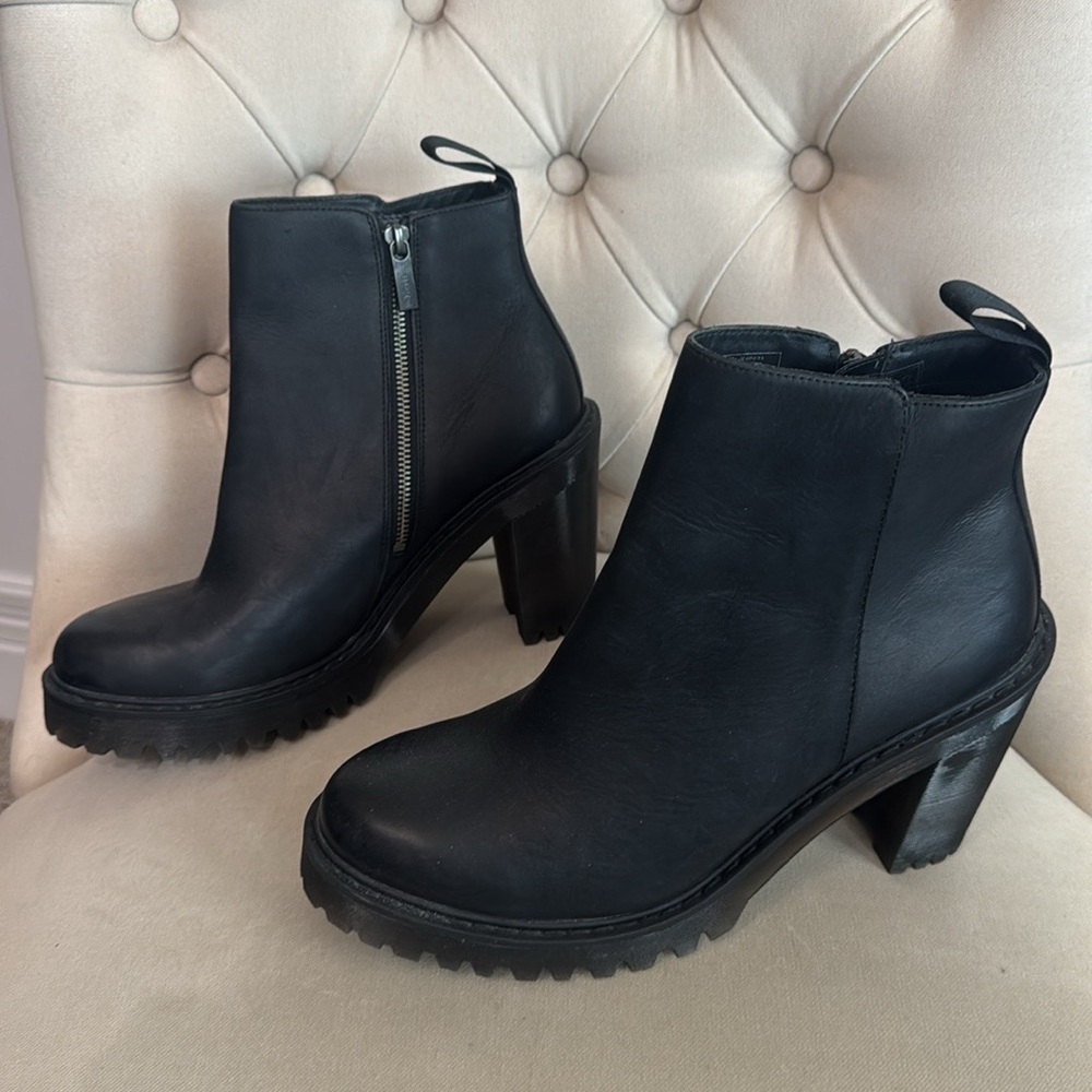 Dr. Martens Black Leather Magdalena Heeled Boots with Chunky Sole - Picture 5 of 11